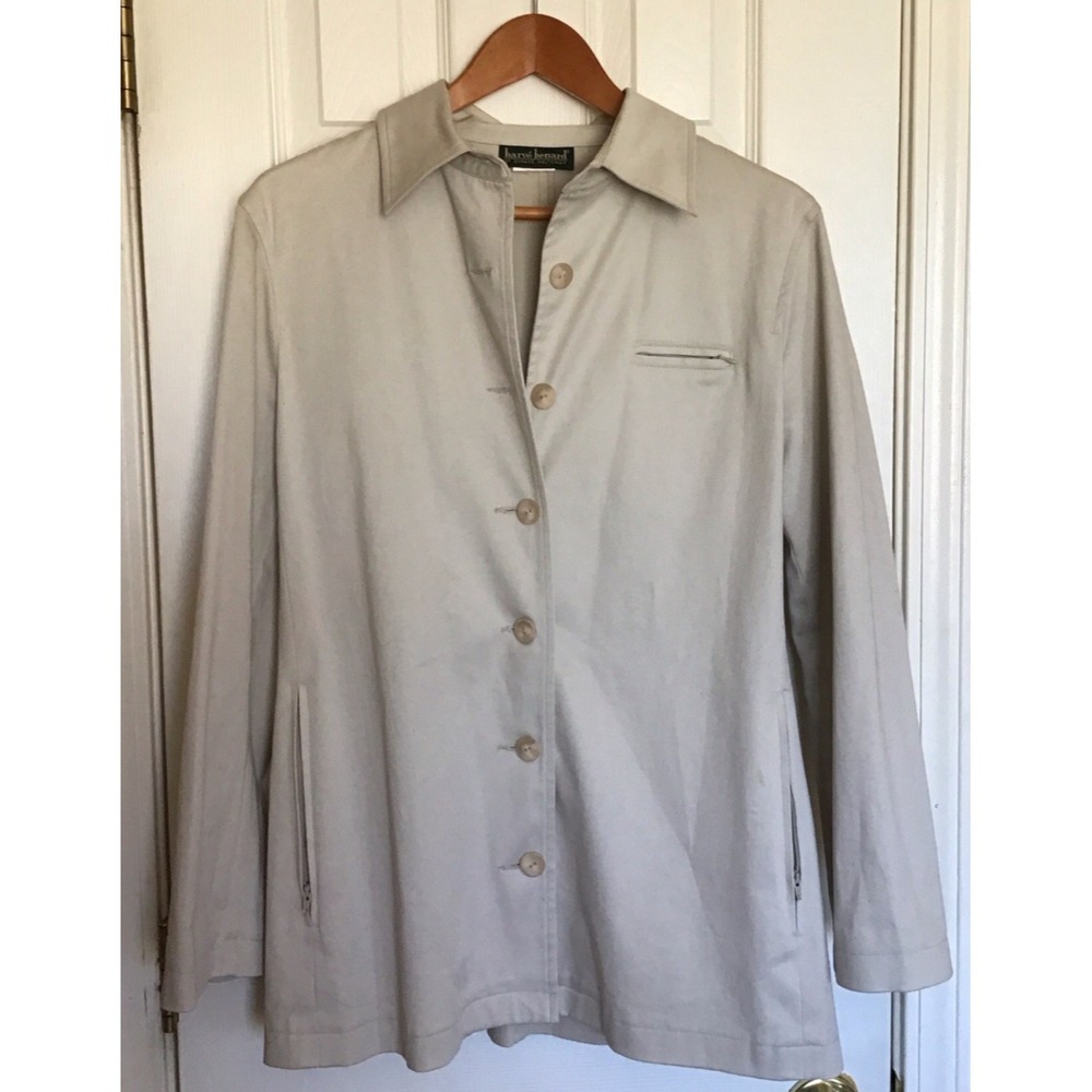 Harve Bernard Women's Size Small Beige Coat Rain Jacket Button Up